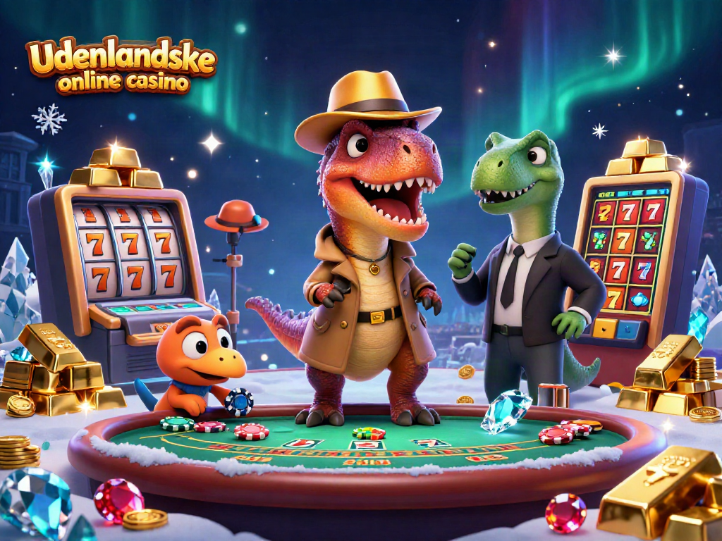 Experience the excitement of udenlandske online casino with fun 3D characters in a vibrant gaming scene.