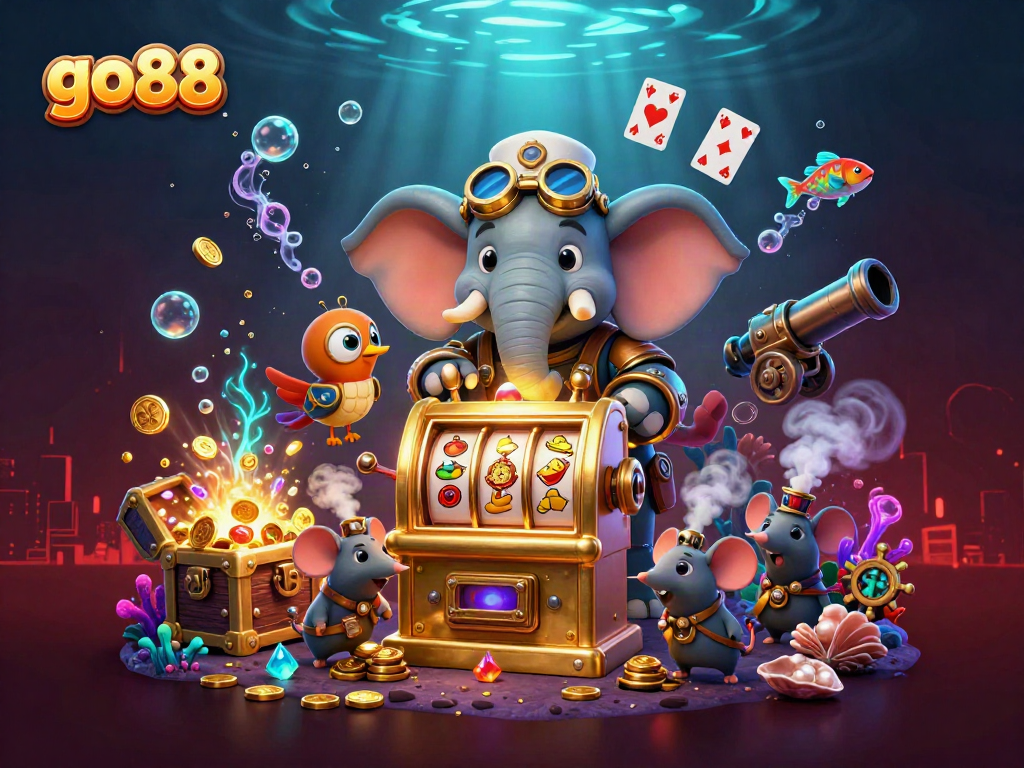 Experience thrilling wins at go88 with a dynamic steampunk casino scene full of excitement and engaging gameplay.