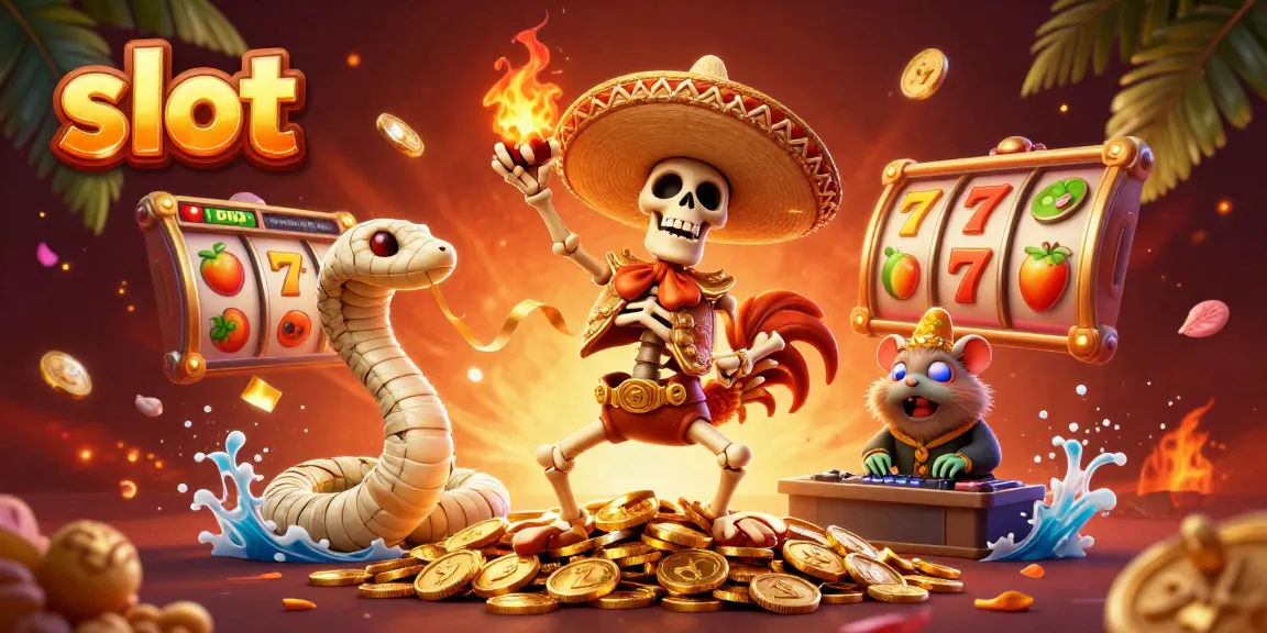 Spin to win with vibrant slot reels and playful characters showcasing a festive celebration of luck and jackpots.