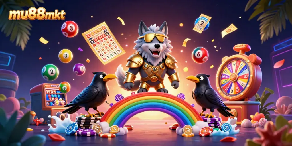 Engage with mu88mkt by witnessing an epic Norse gambling scene featuring Odin and his ravens in a vibrant casino.
