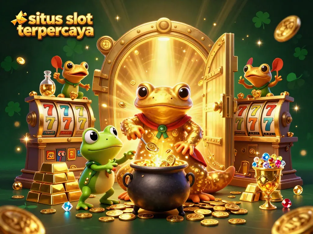 Experience the thrill of situs slot terpercaya with gold coins and vibrant 3D fantasy characters in action.